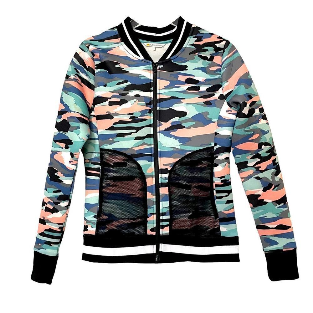 C&C CALIFORNIA Pastel Camouflage Zip Scuba Jacket Size XS - Picture 2 of 8